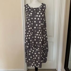 Woman’s Gray White Polka Dot Dress, Sz S.